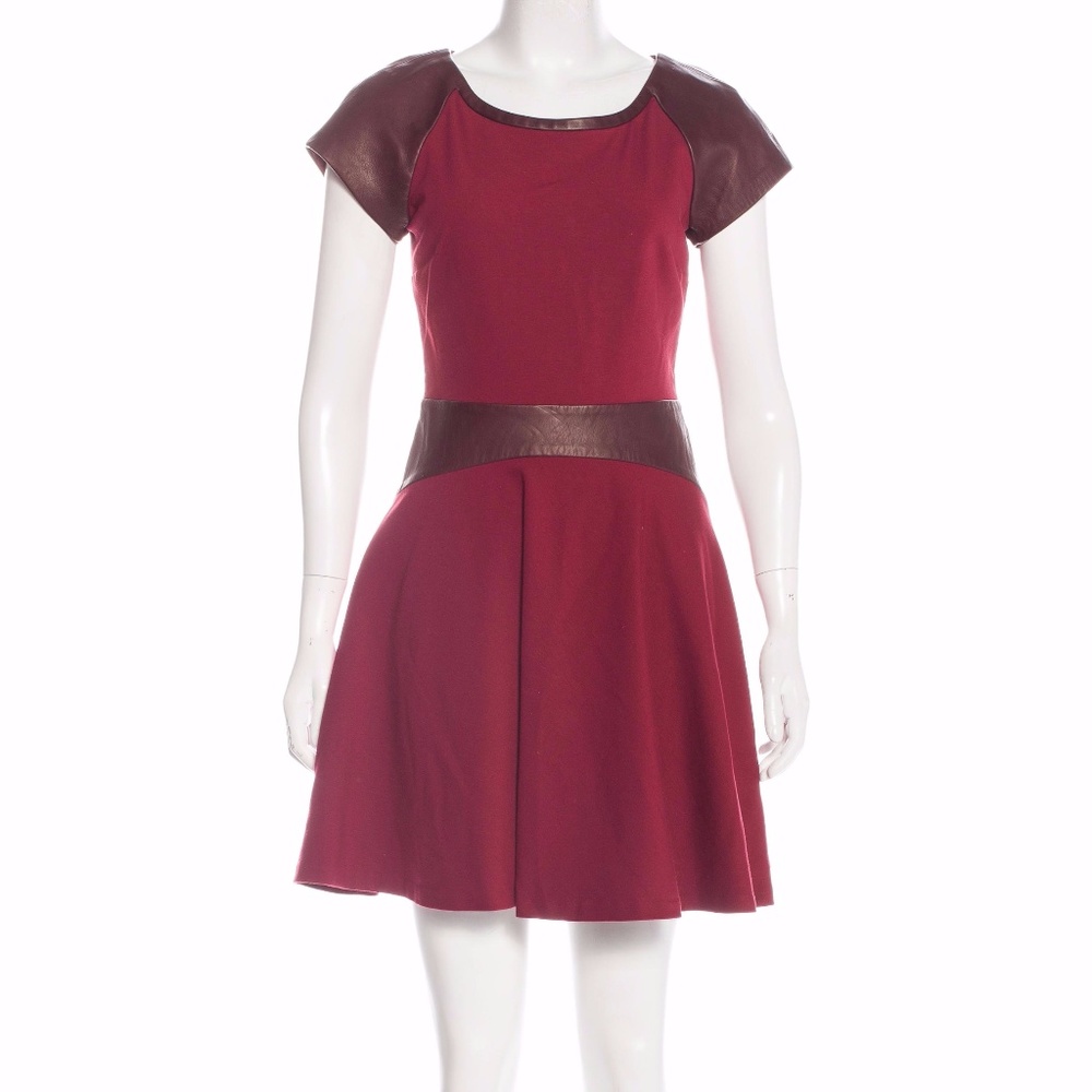 DIANE VON FURSTENBERG LEATHER-ACCENTED MINI DRESS