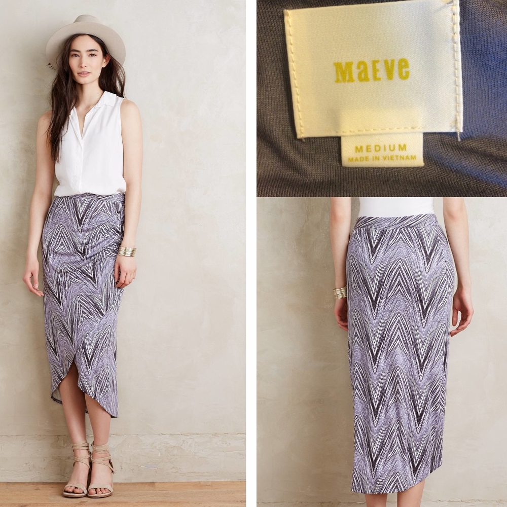 Maeve Monetta Midi Skirt in Purple
