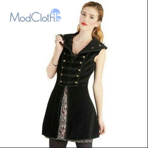 Modcloth Dresses & Skirts - Modcloth Steampunk Black Velvet Vest Dress XS NWT