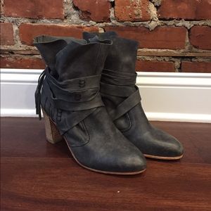 Free People Tie Fringe Leather Boots