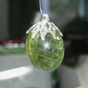 #0116 Green Rutile Sapphire Pendant