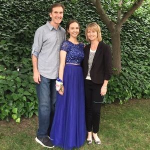 Gorgeous blue two-piece prom dress