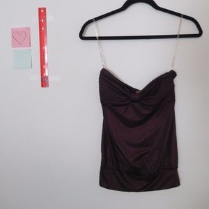 Shimmery Deep Red Sleeveless Top