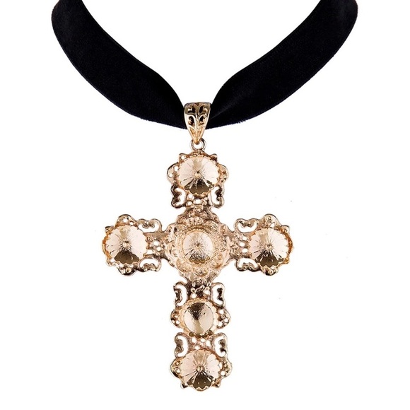 VELVET CROSS CHOCKER - Picture 5 of 7