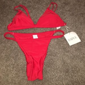 red bikini bathing suit