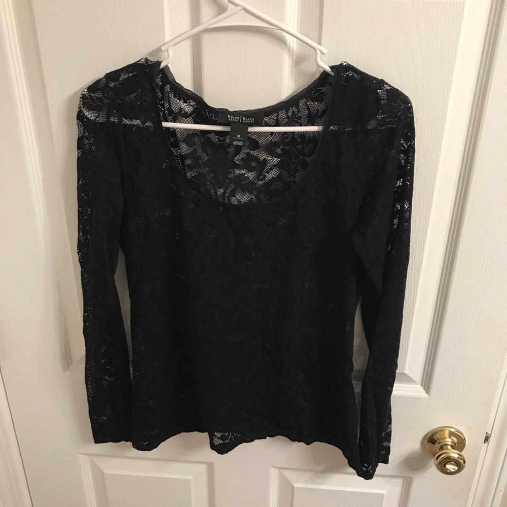 White House Black Market lace long sleeve shirt