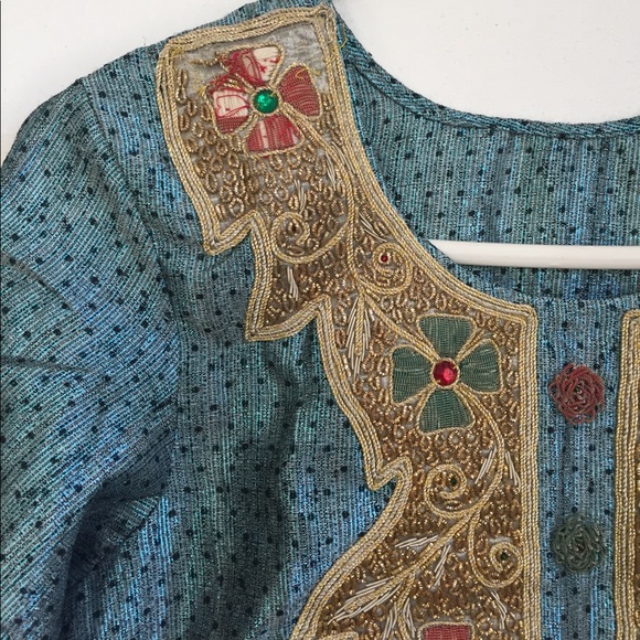 Shimmery blue Indian kurta pajama - Picture 3 of 4