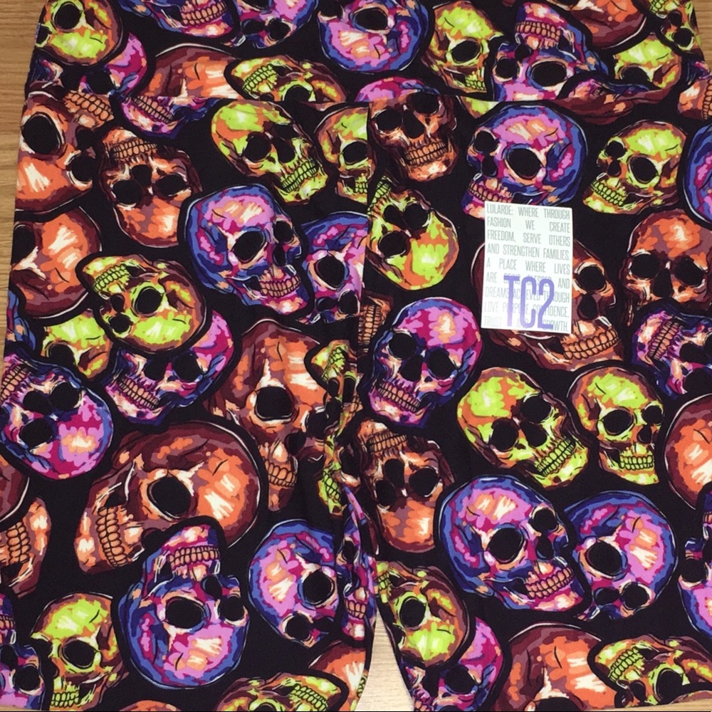 New Lularoe Halloween Neon Skulls Leggings TC2