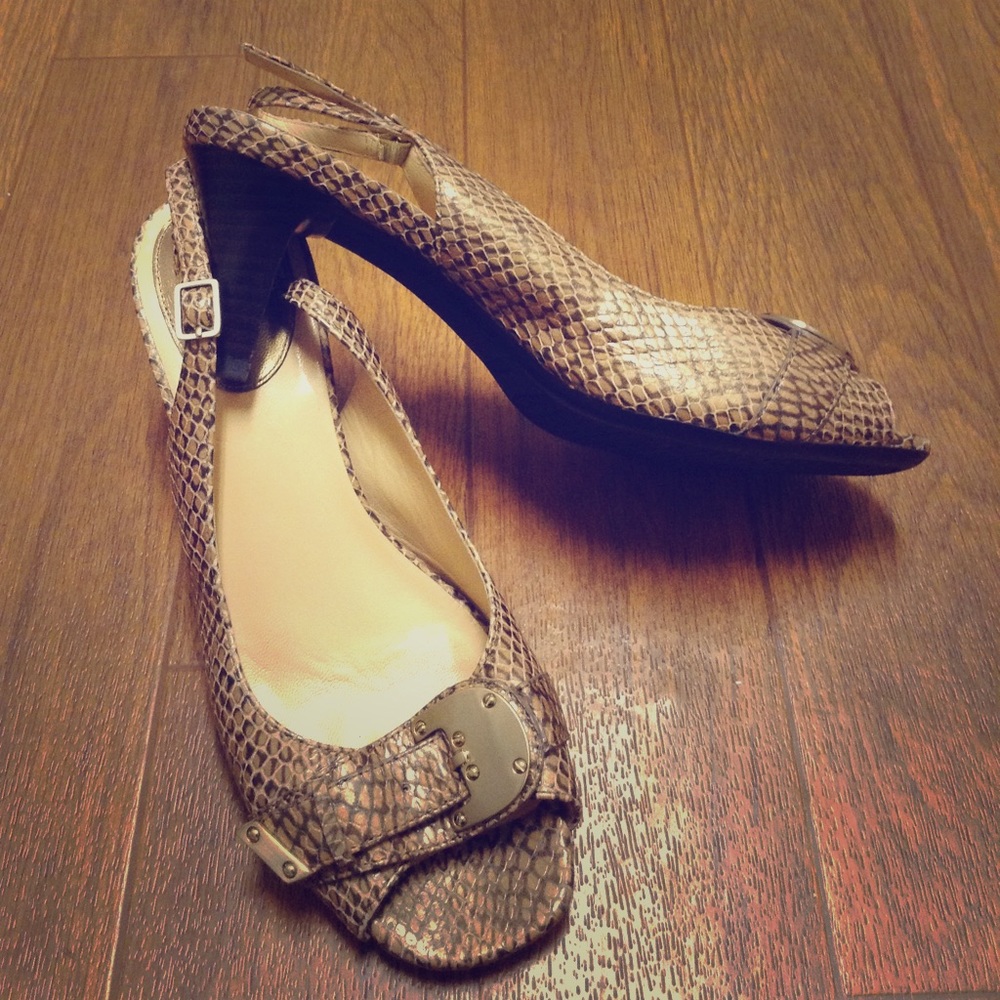 Cole Haan snakeskin sling backs