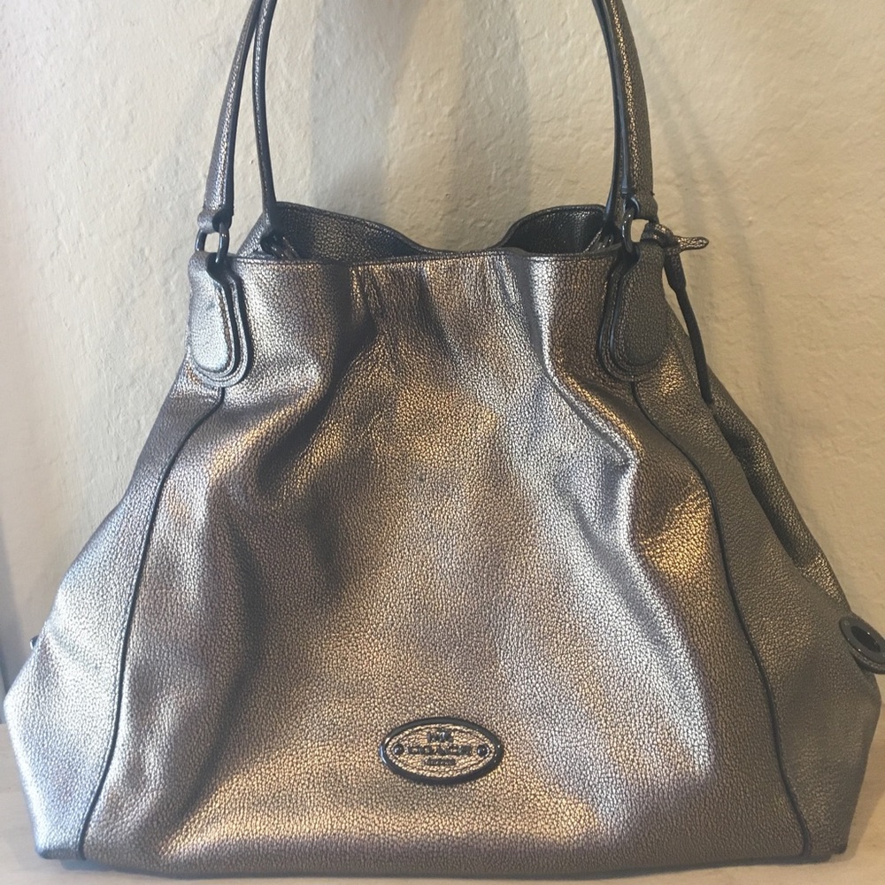 Coach Edie Metallic Pebbled Leather Shoulder Bag