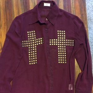 Tobi Sheer Maroon button down