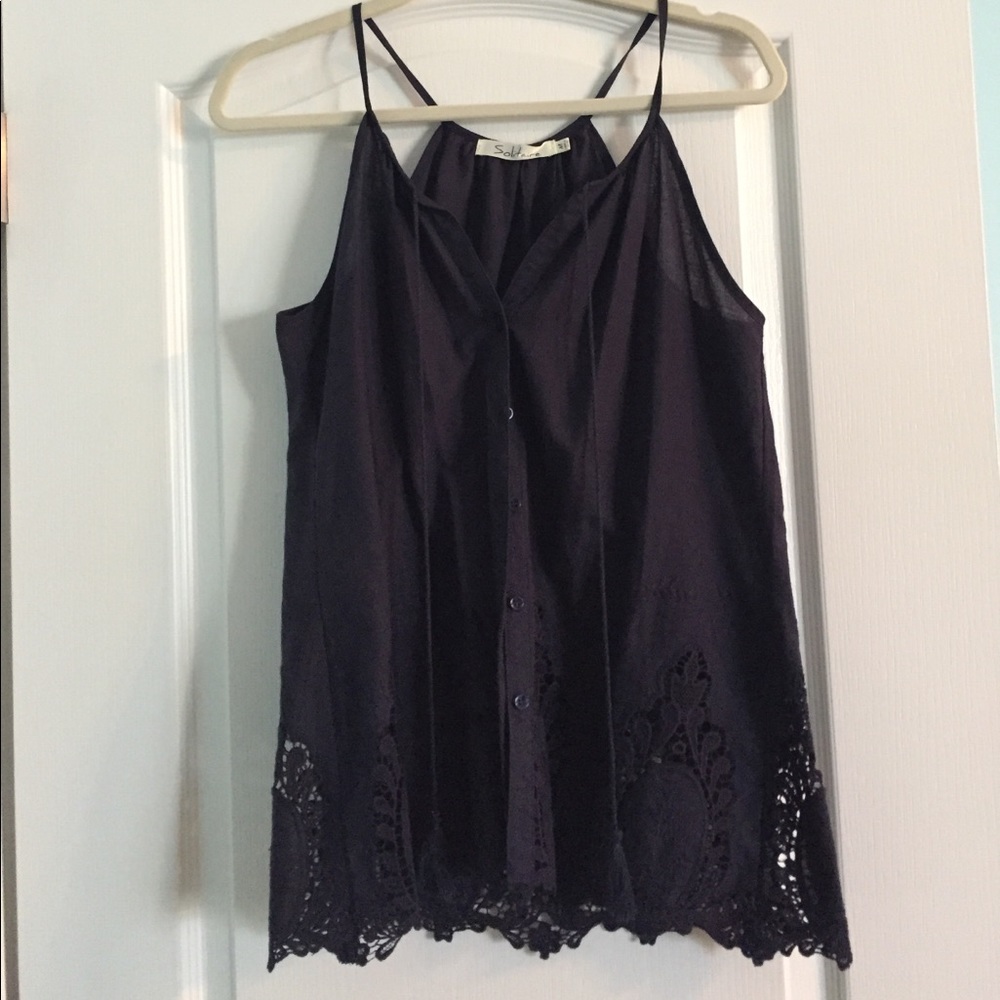 Solitaire halter button up sleeveless shirt size M