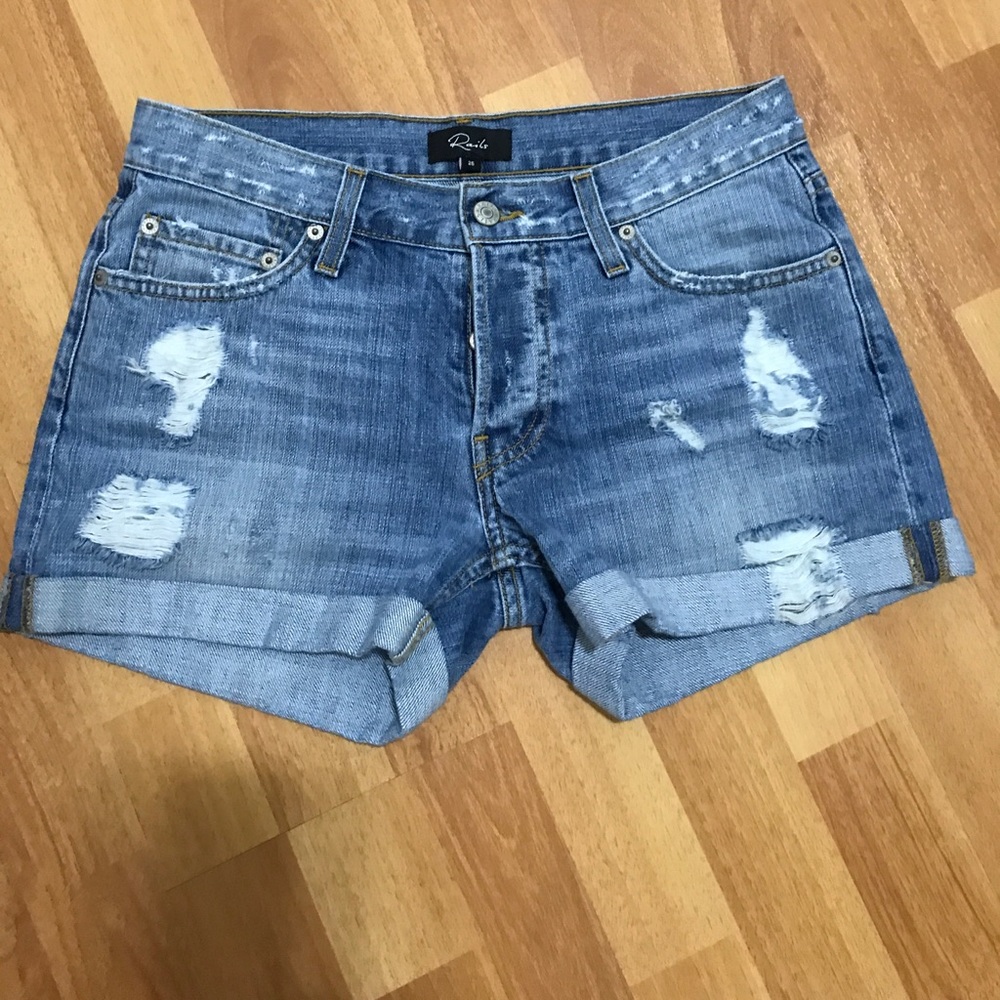 Rails distressed denim shorts