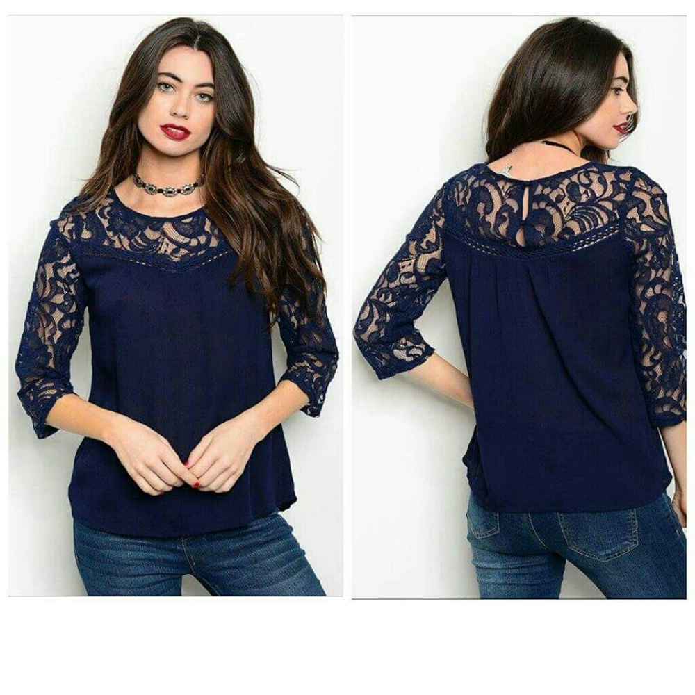 Navy lace top