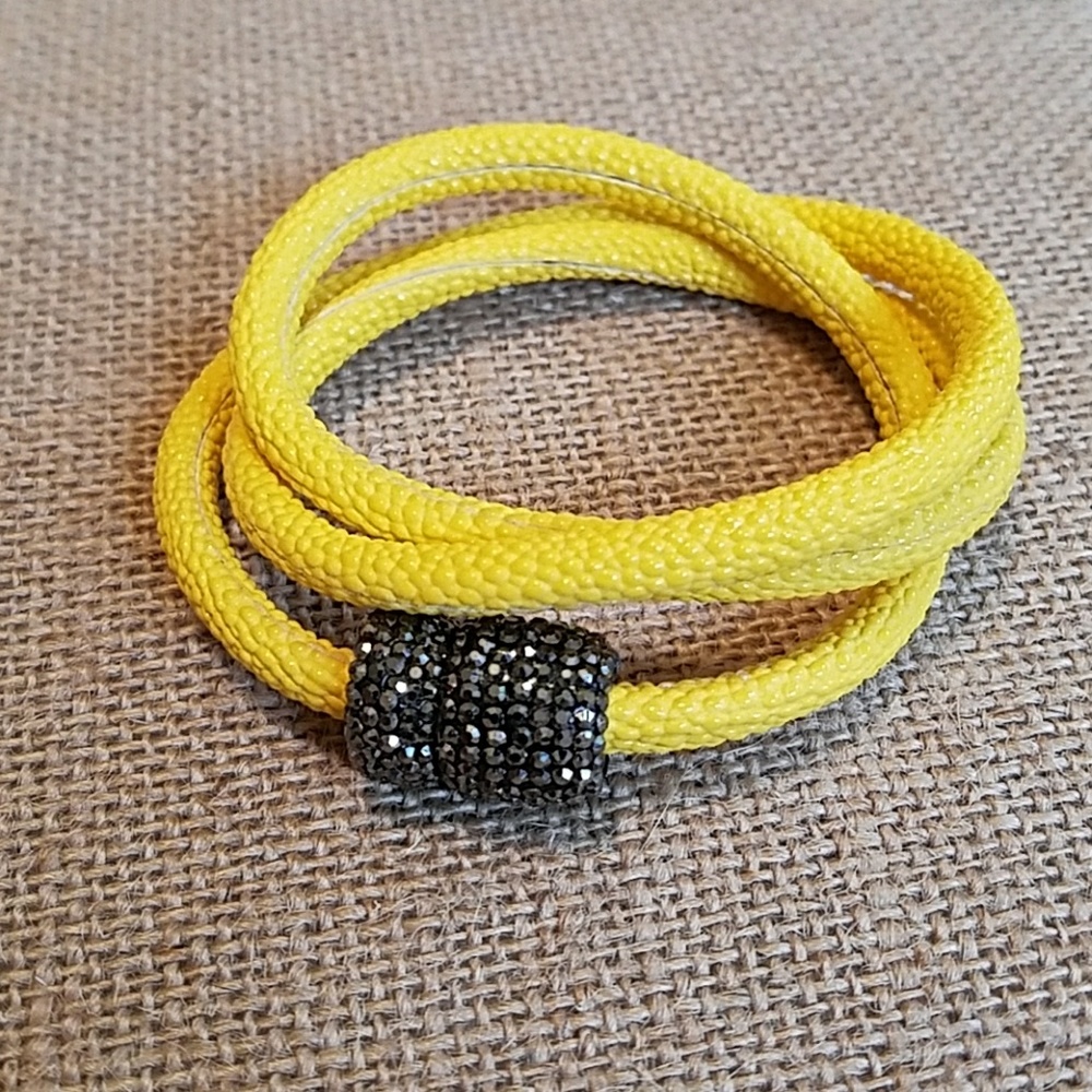 New Neon Yellow wrap bracelet - Swarovski crystals