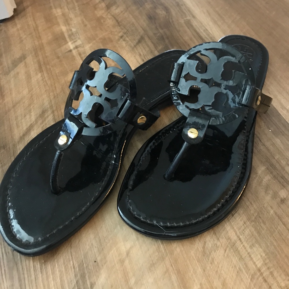 Black TORY BURCH patten leather sandals