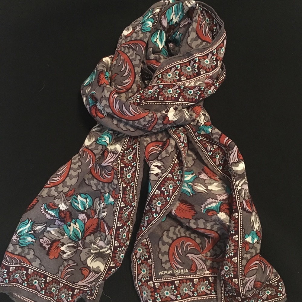 Vintage Silk Scarf w/Warm Hues