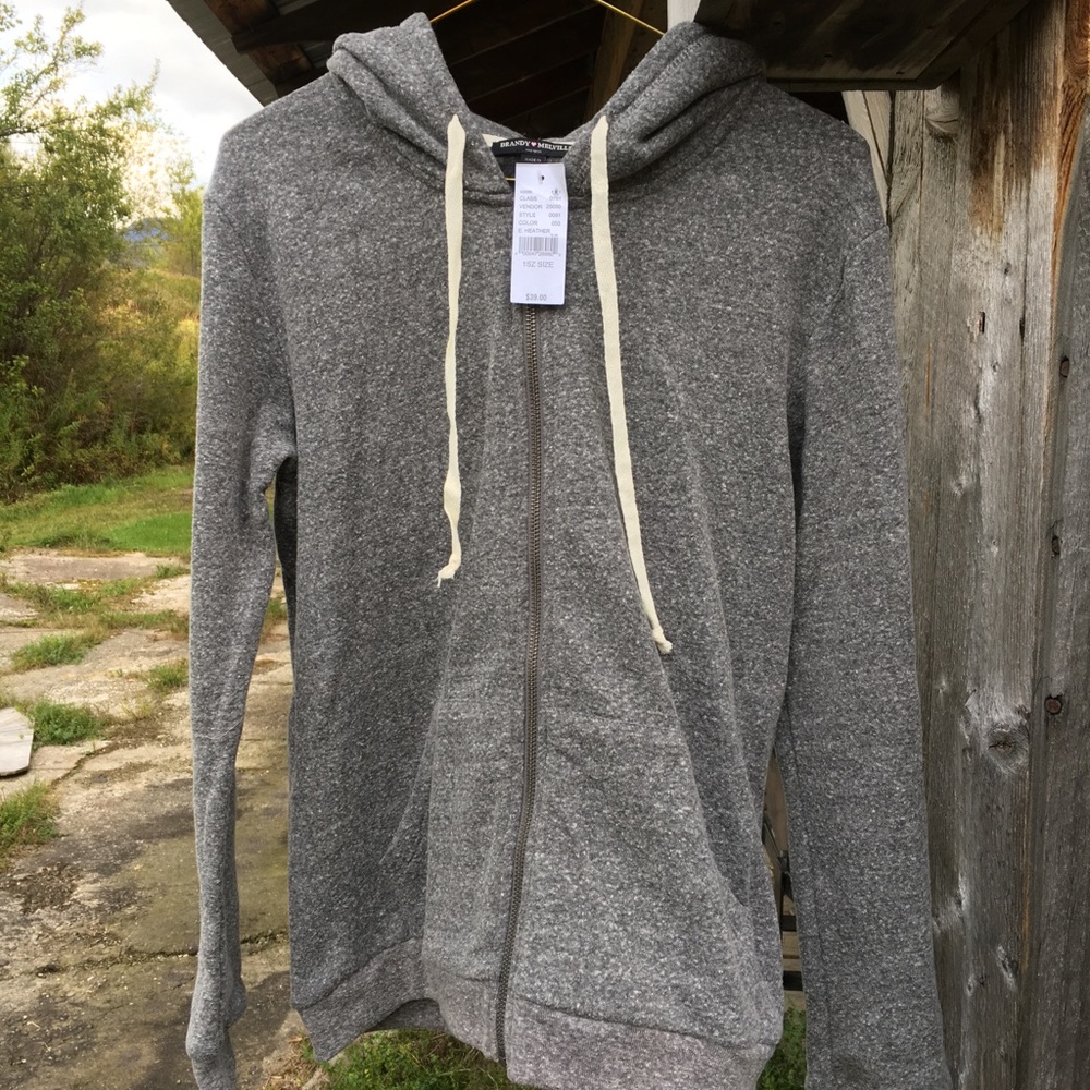 Brandy Melville Heather Grey Zip Up Hoodie