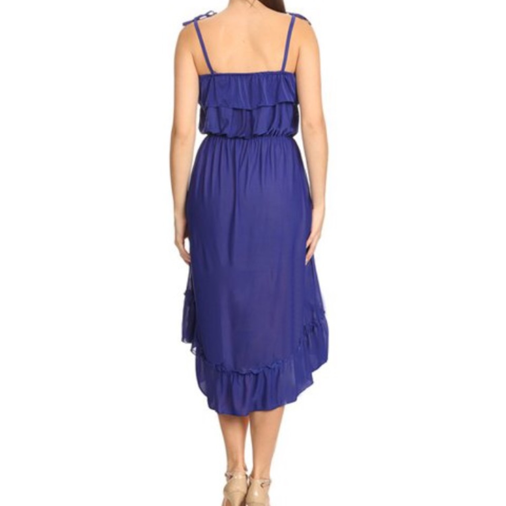 🔥Navy ruffle accent high low dress - Picture 2 of 2
