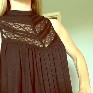 Anthropologie Black Sleeveless lace top