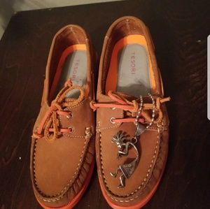 TESORI Tan Nubuck Leather Orange Laces