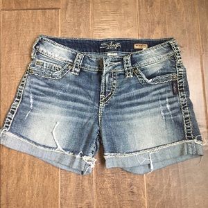 Silver Denim Shorts