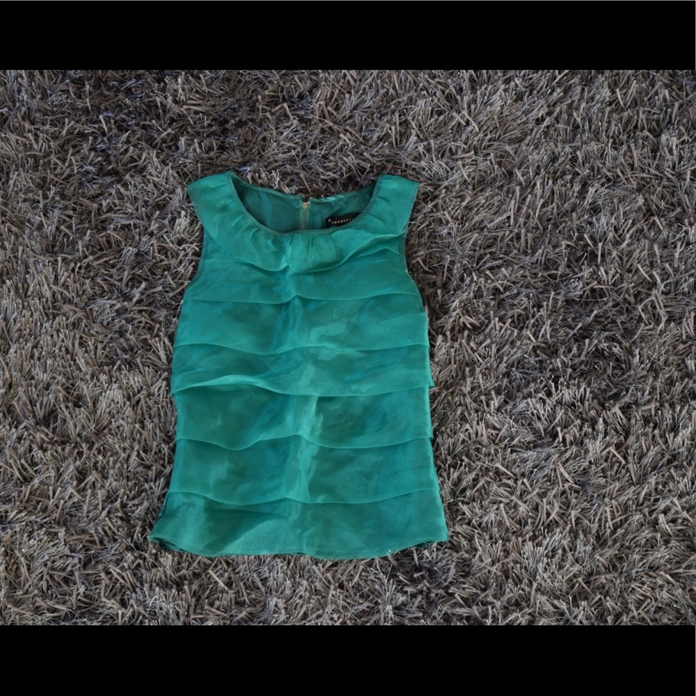 Turquoise ruffle top