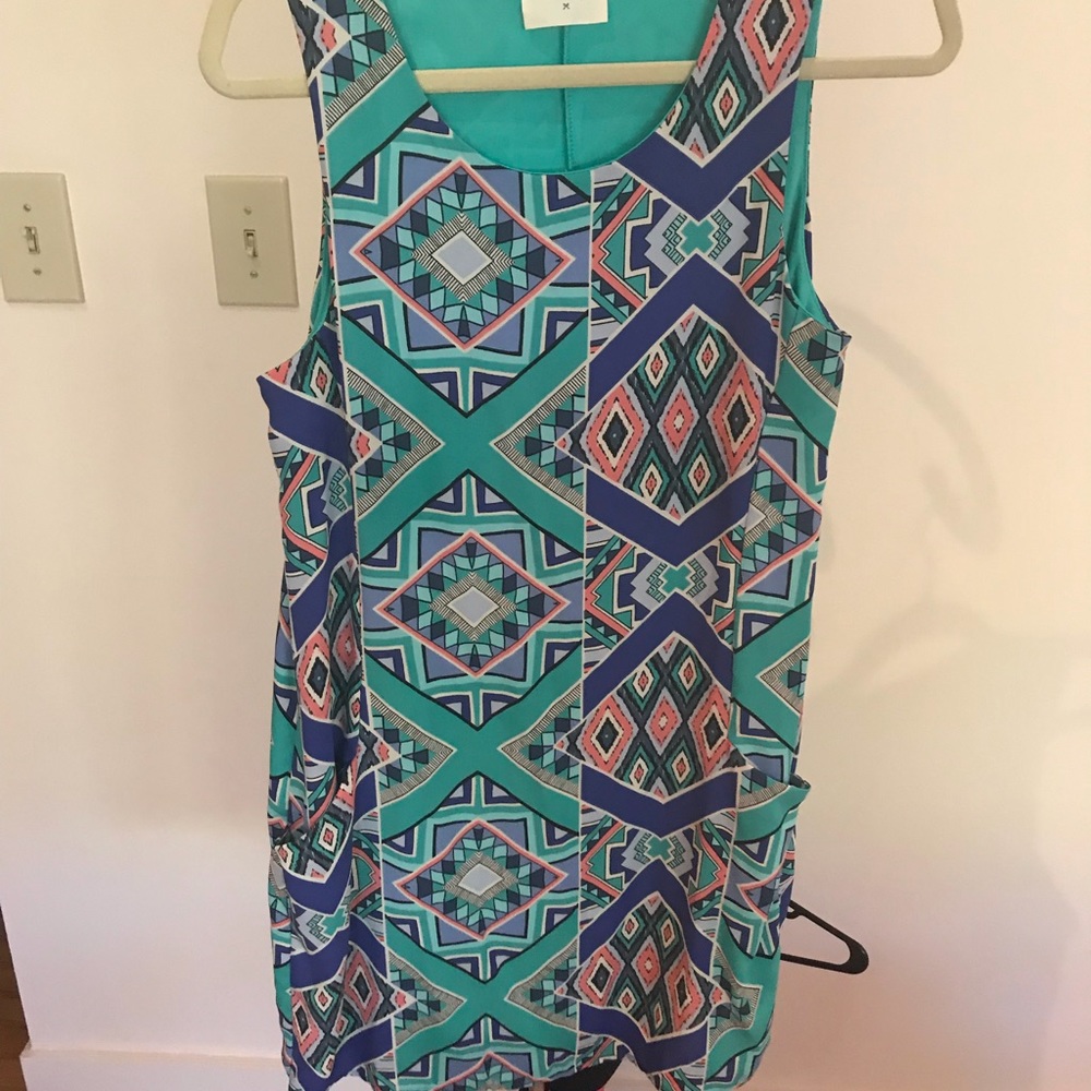 Everly Dress teal diamond patterns M