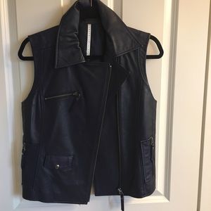 Truth and Pride Navy Leather Vest. Size S.