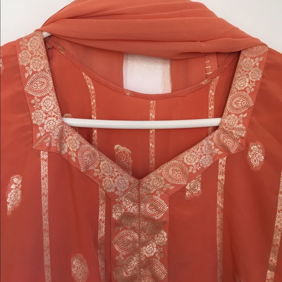 Peach Indian Kurta pajama - Picture 4 of 5