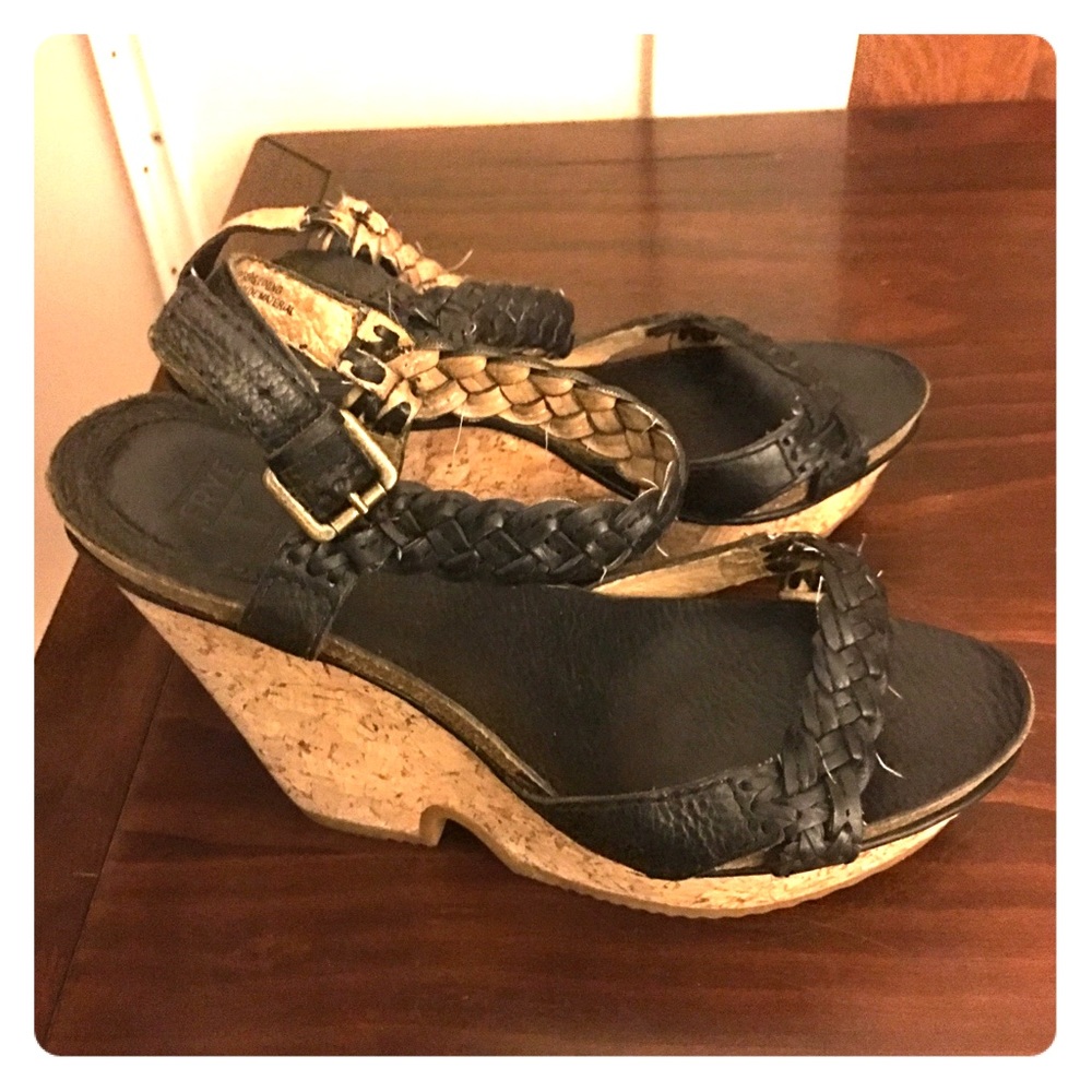 Frye cork wedge sandals