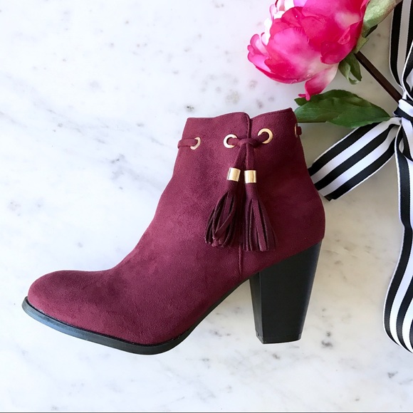Shoes - NEW Burgundy Tassel Bootie