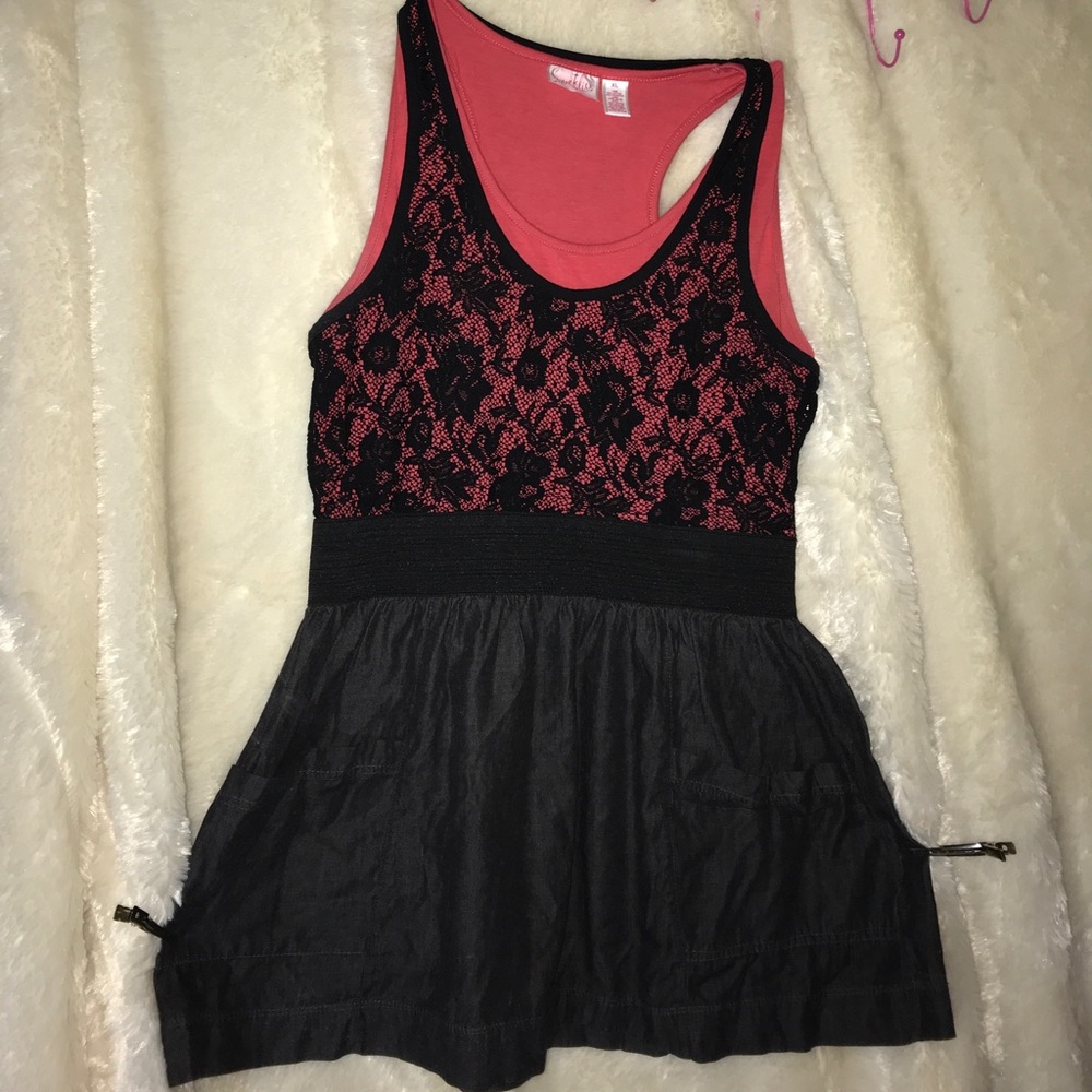 Lace top Jean bottom waist banded dress