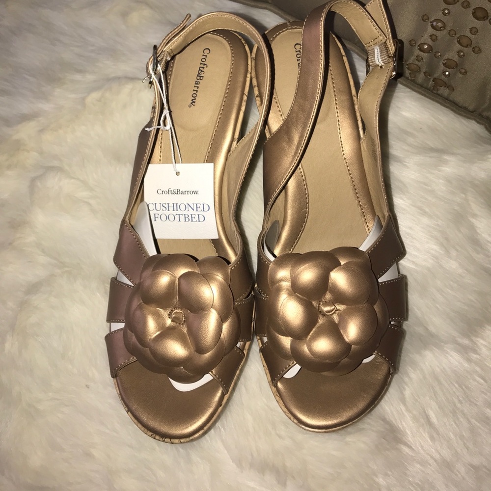 Croft & Barrel cushioned footbed wedges Sz 9 NWT