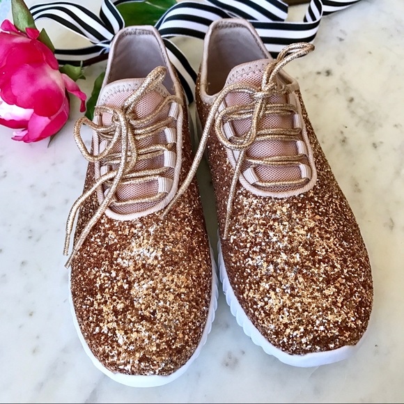 🚨LOWEST🚨Rose Gold Glitter Slip On Sneakers - Picture 5 of 8