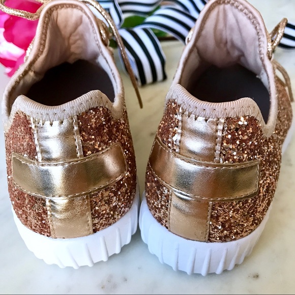 🚨LOWEST🚨Rose Gold Glitter Slip On Sneakers - Picture 6 of 8