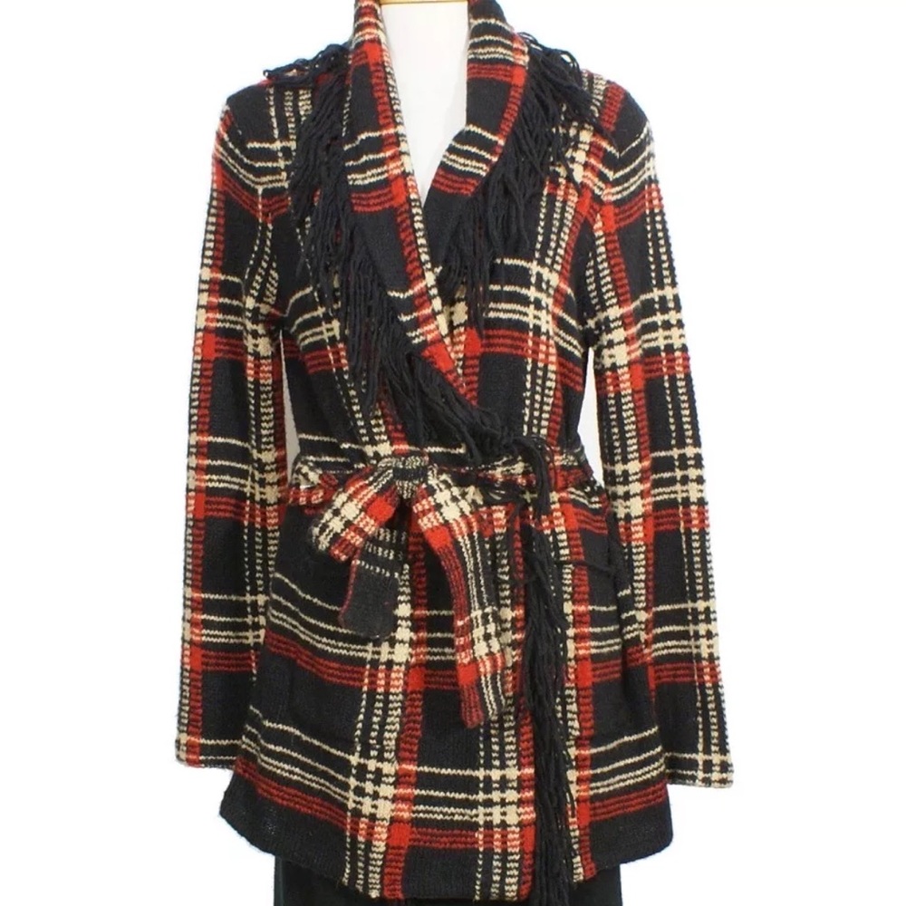 🦄 Ralph Lauren Southwestern Plaid Fringe Cardigan