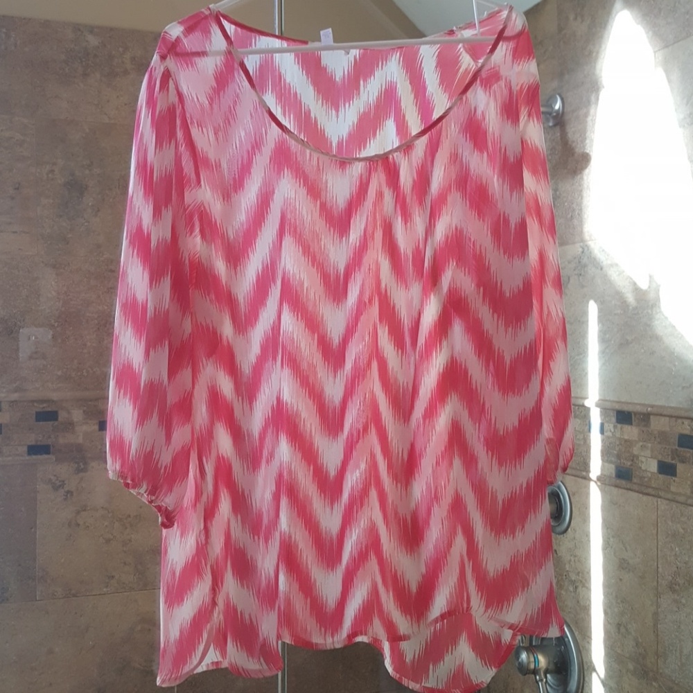 Pink and white halo blouse