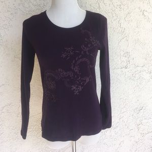 RALPH LAUREN DEEP PURPLE LING SLEEVE TOP. Size P/S