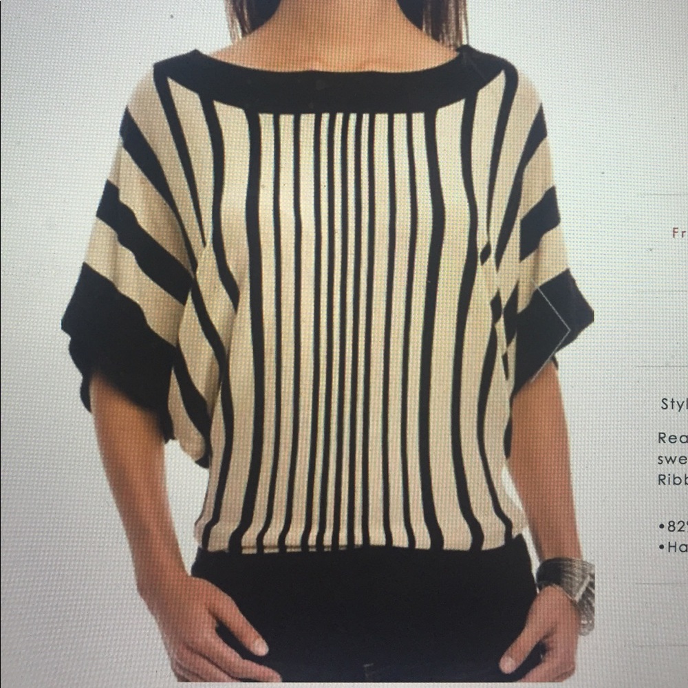 Guess tan and black striped short sleeve sweater