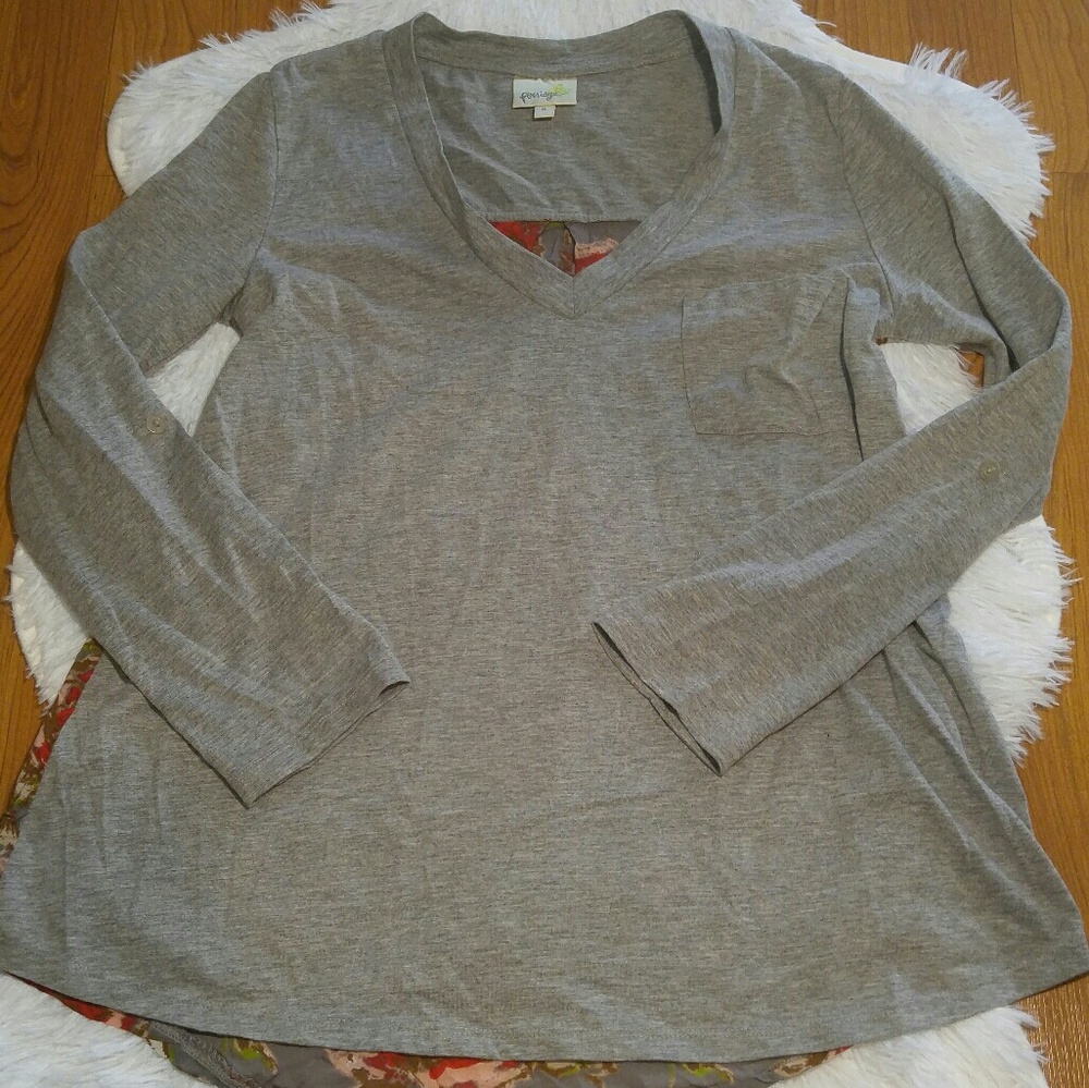 Porridge Anthro Long Sleeve Floral Back Top