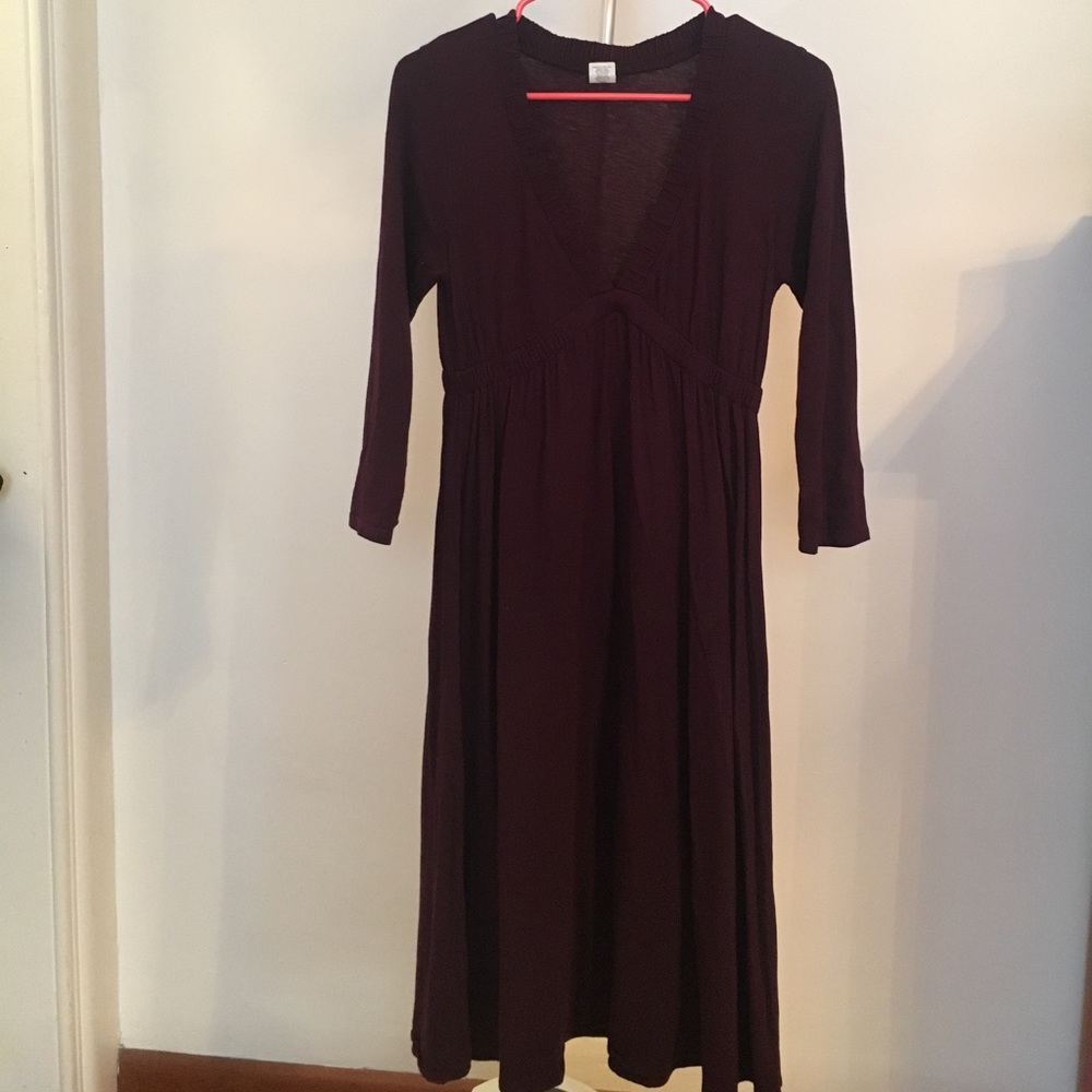 J. Crew Cotton Empire waist dress in eggplant