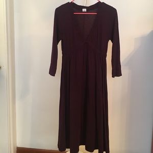 J. Crew Cotton Empire waist dress in eggplant
