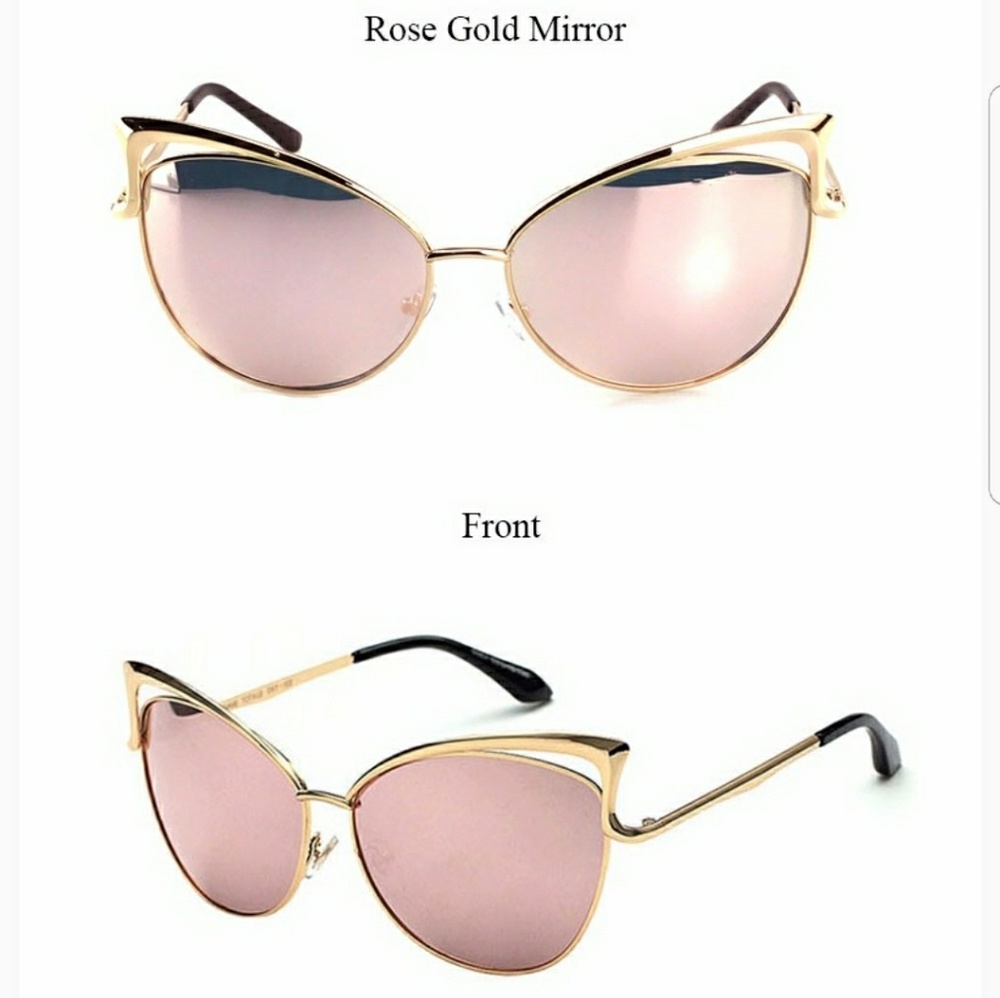 Rose gold oversized Cat Eye Sunglasses - Picture 2 of 2