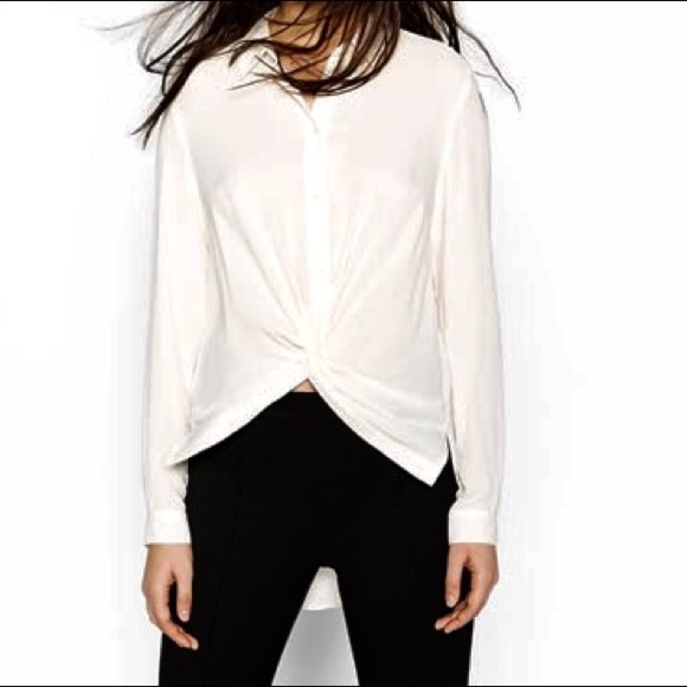 Zara drape knot blouse