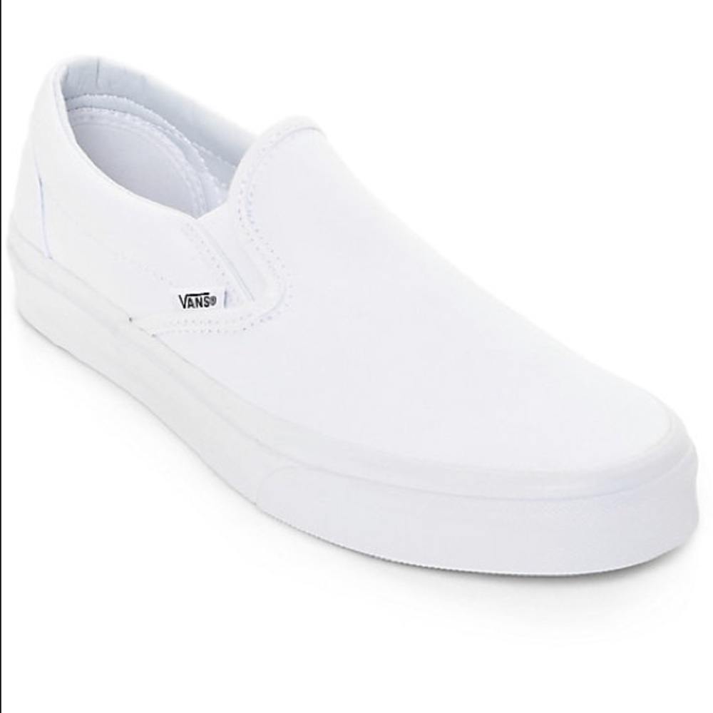 White slip on vans👟