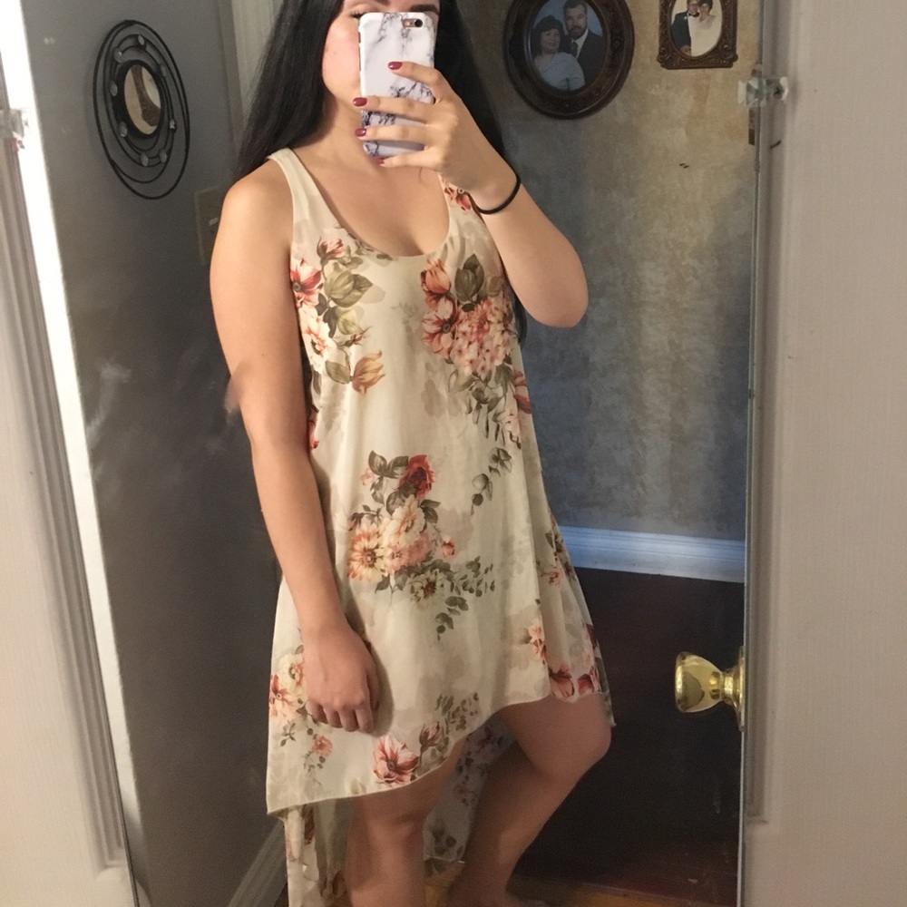 Floral high low chiffon dress