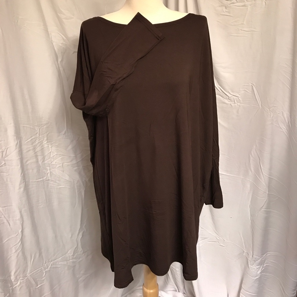 Oversized Chocolate Shift Dress w/ Slim Arms