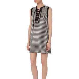 NSF Striped Lace-Up Sleeveless Dress
