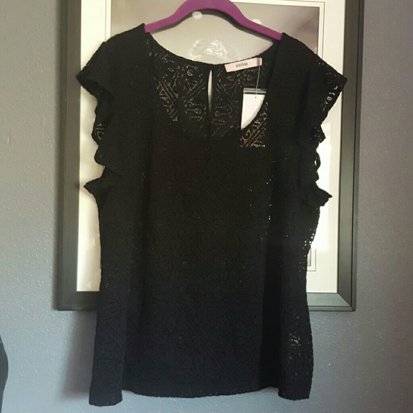 Black JustFab Ruffle Top - Picture 4 of 4